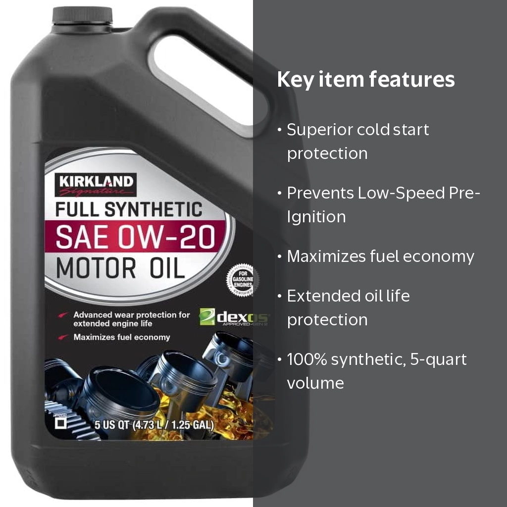 Kirkland Signature 0W-20 Full Synthetic Motor Oil 5-quart