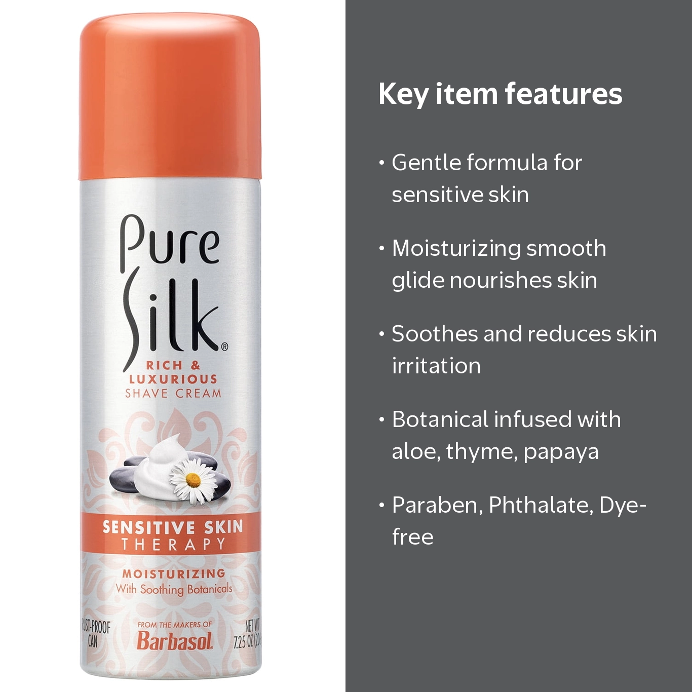 Pure Silk, Sensitive Skin Spa Therapy Shave Cream, 7.25 oz