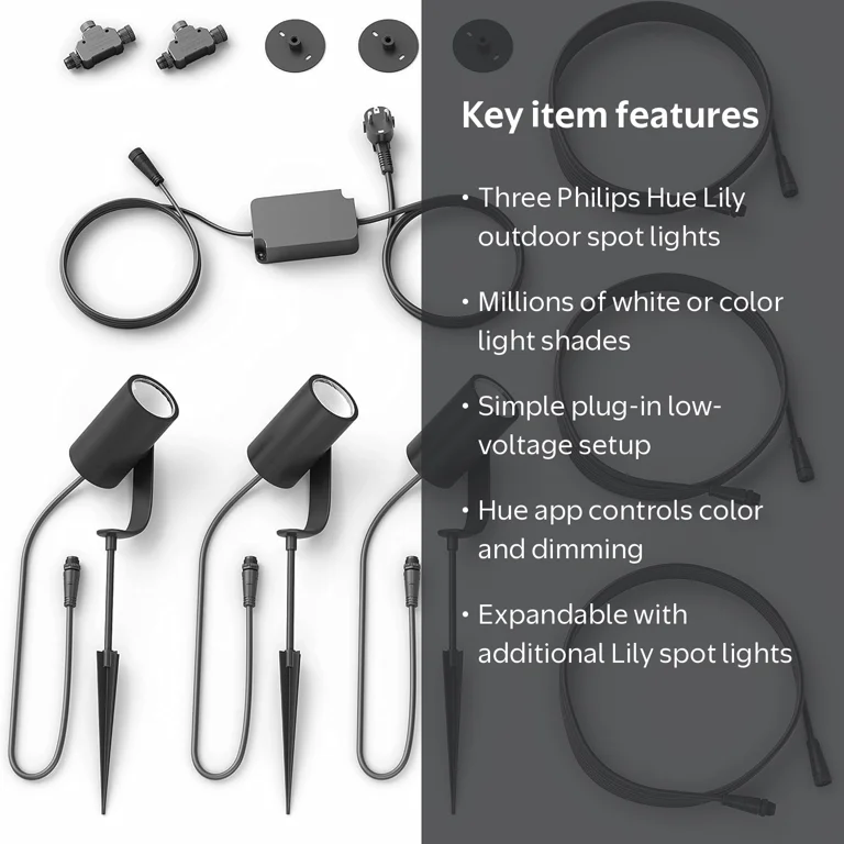 フィリップスhue 3点セット Philips Hue, Outdoor Spot Light Base Kit, White & Color, 3pk