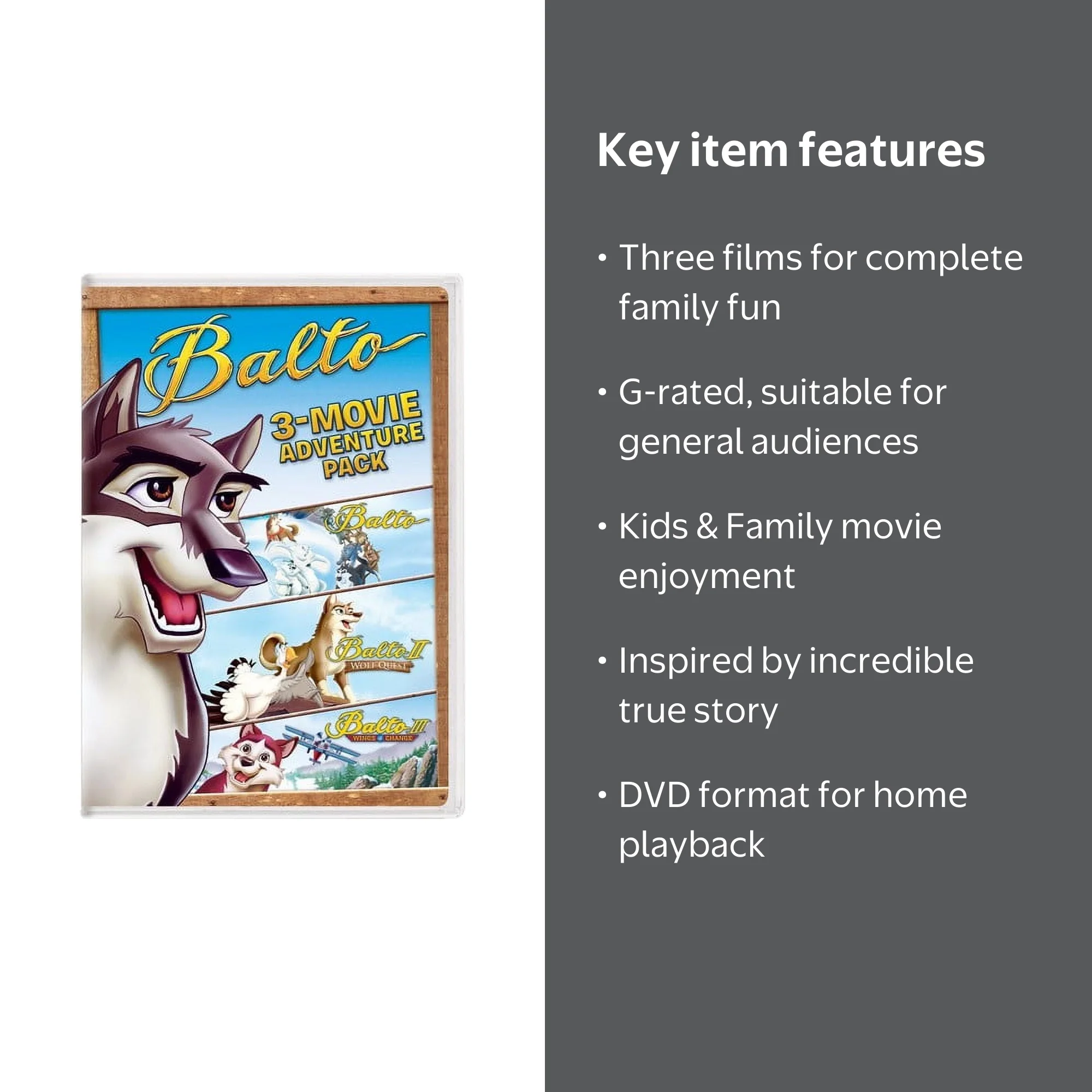 SDS, DVD Set, Balto 2 3 Movie Family Pack, 3-Movie Adventure