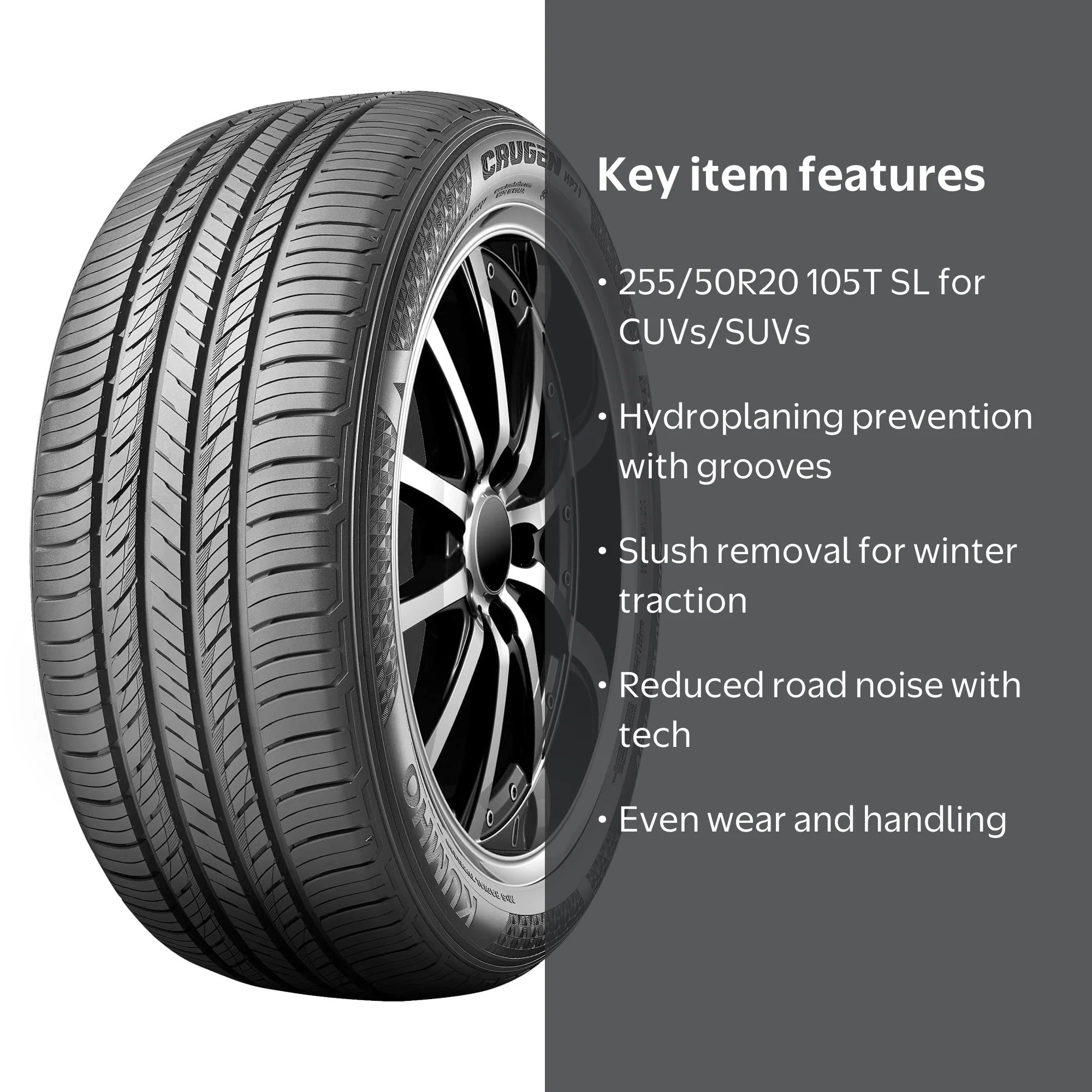 Kumho Crugen HP71 255/50R20 105T BW All Season Tire with Advanced