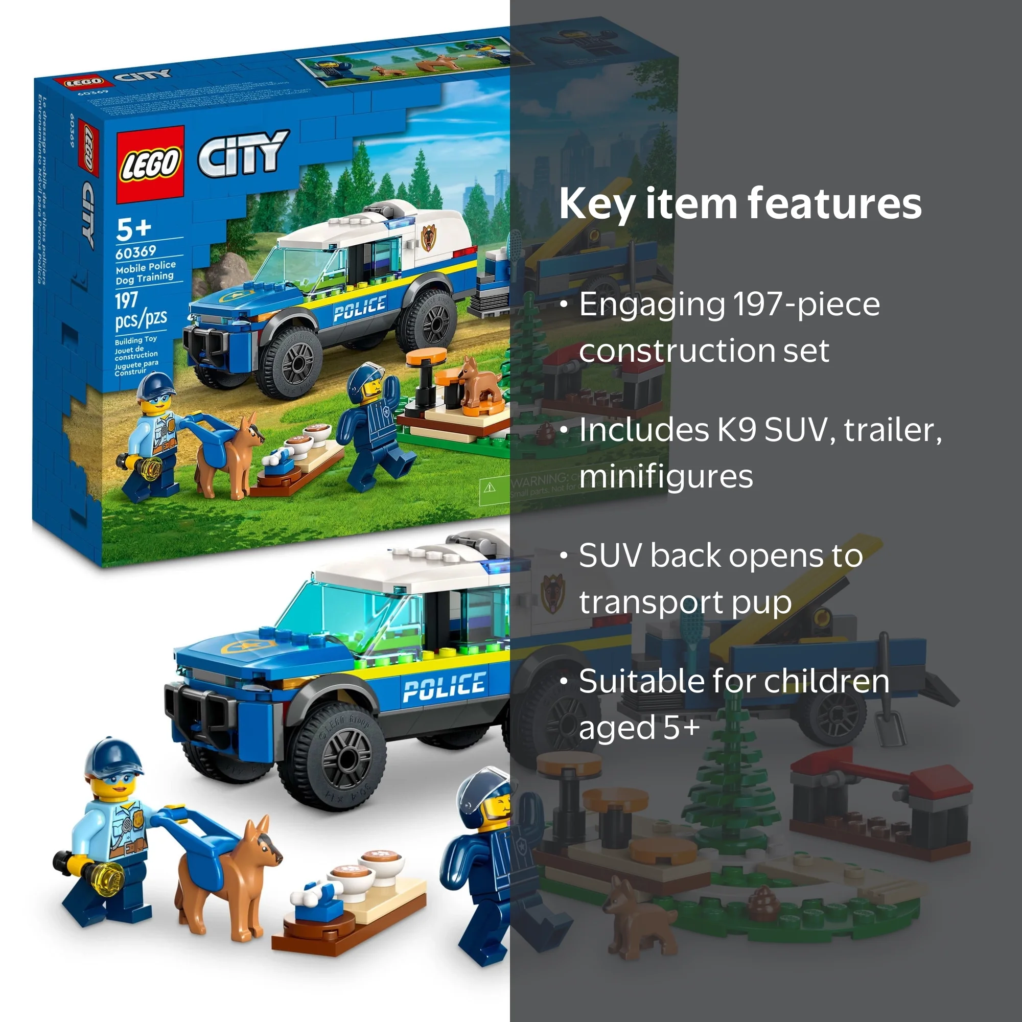 LEGO City Police Dog Training Set, 60369, Animal Playset for Kids