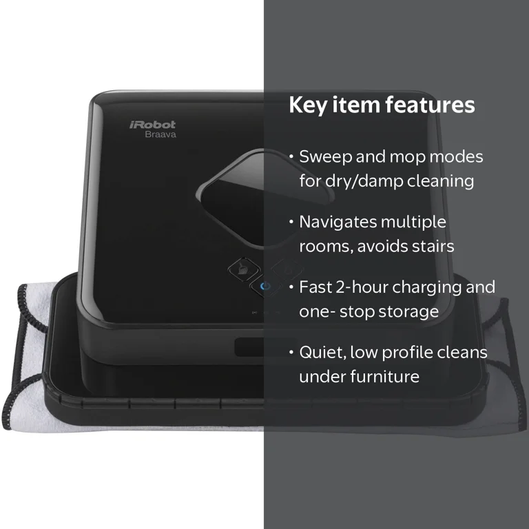 iRobot Braava 380t Floor Mopping Robot, Black, Model B380020 iRobot Braava 380t Floor Mopping Robot, Black, Model B380020