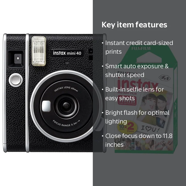 Value Pack: Fujifilm Instax Mini 40 Instant Film Camera with 20