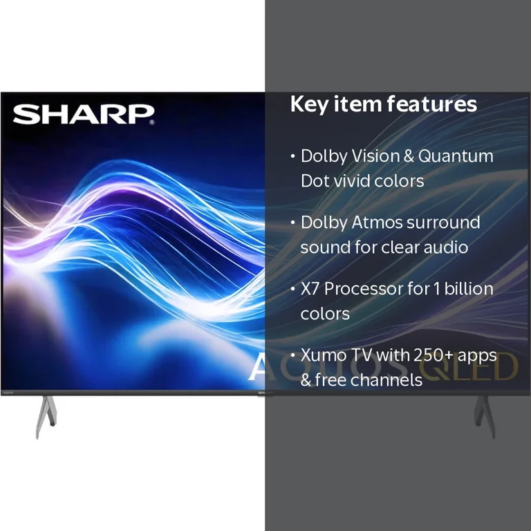 Sharp Aquos QLED 4K Ultra HD Smart TV, Dolby Vision and Atmos, 50
