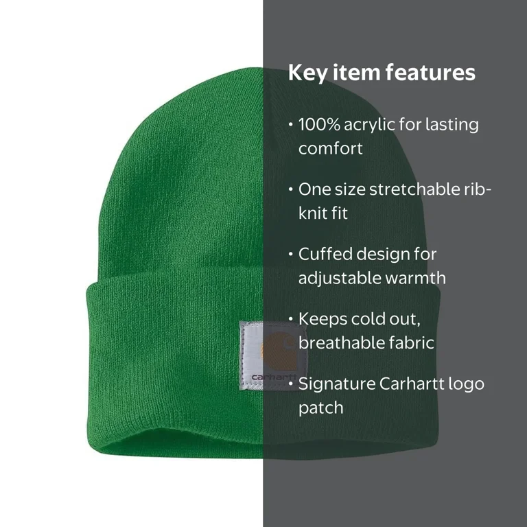Carhartt Men's Knit Cuffed Beanie-Holly Green - Walmart.com