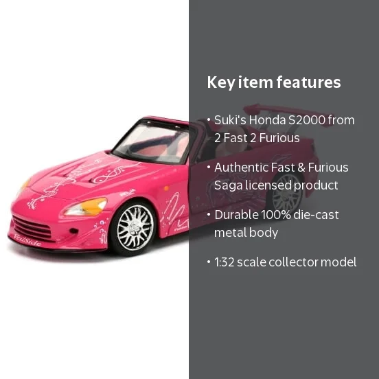 Jada Toys 1:32 Diecast Metal Collection, Suki's 2001 Honda S2000