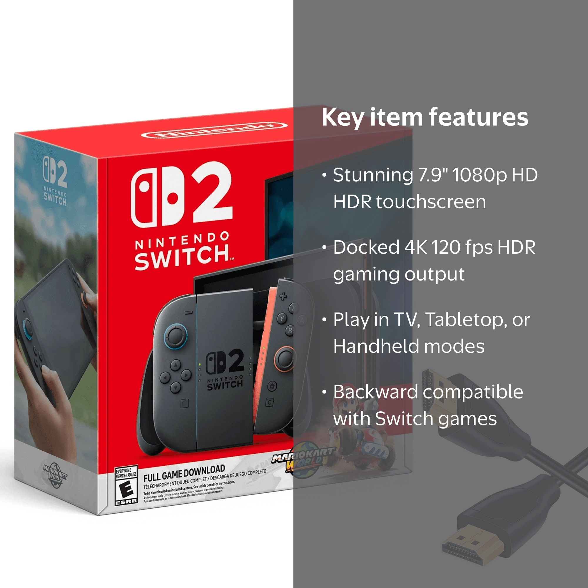 2025 Nintendo Switch™ 2 + Mario Kart™ World Bundle with VLT HDMI