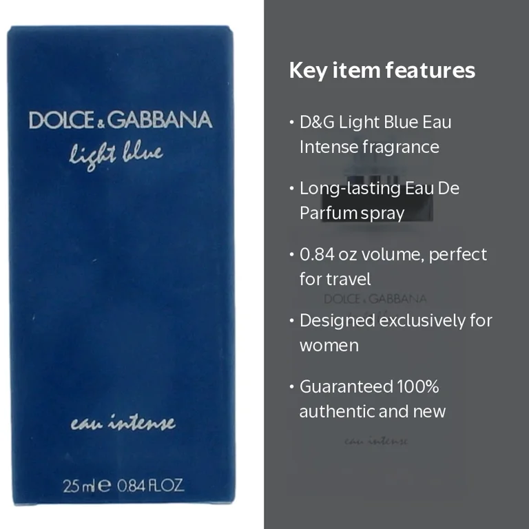 Dolce and Gabbana, Light Blue Eau Intense, 0.84 oz Eau De Parfum