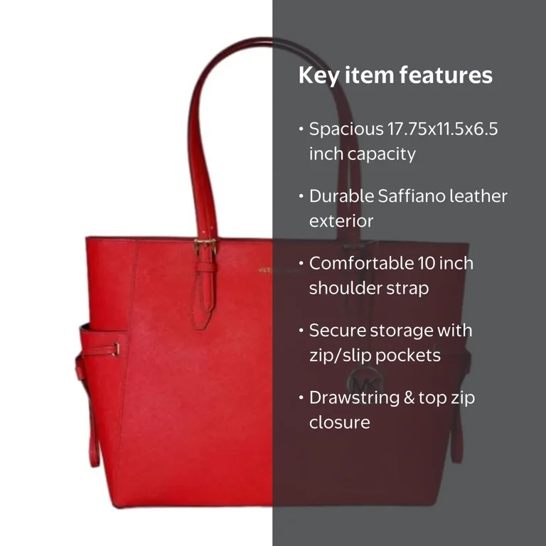 Michael Kors Gilly Large Tote, Bright Red Saffiano Leather, 17.75