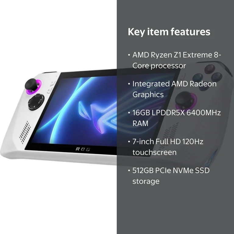 ASUS ROG Ally Gaming Console, AMD Ryzen Z1 Extreme 8-Core, 16GB