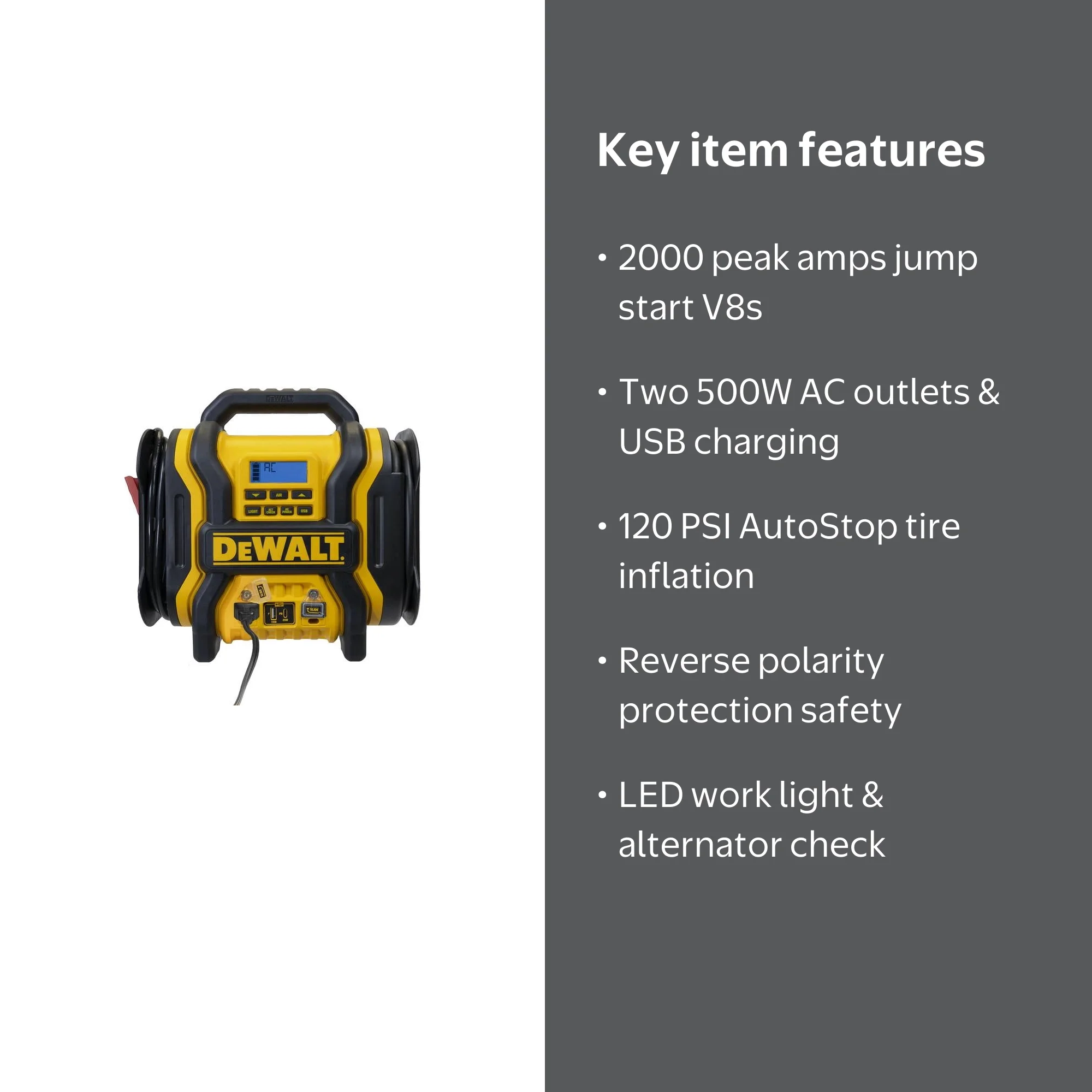 DEWALT 2000 Peak Amp Jump Starter and Professional Power Station -  Walmart.com