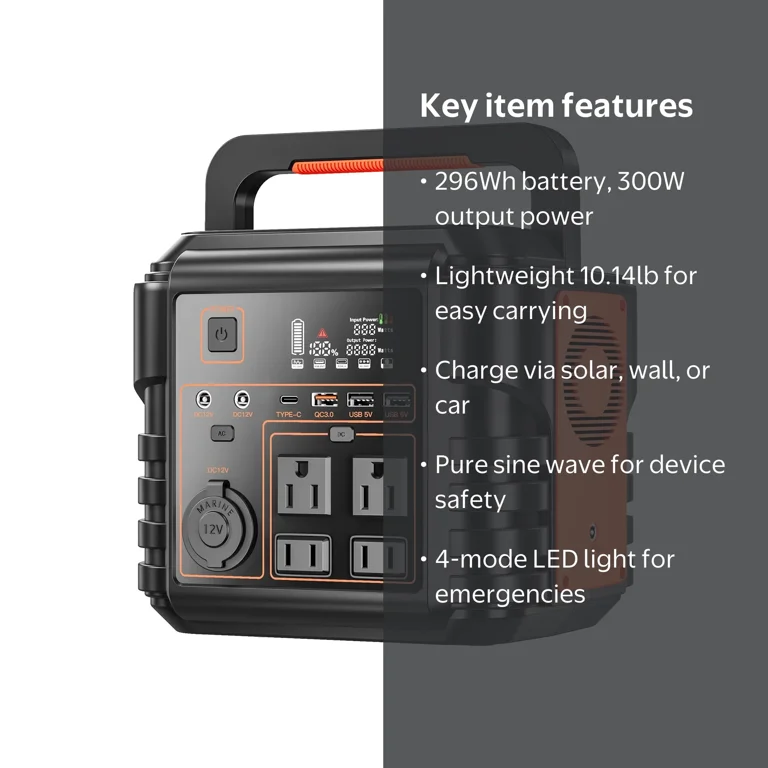 PryMAX 300W Portable Power Station with Pack Charger, Home Backup