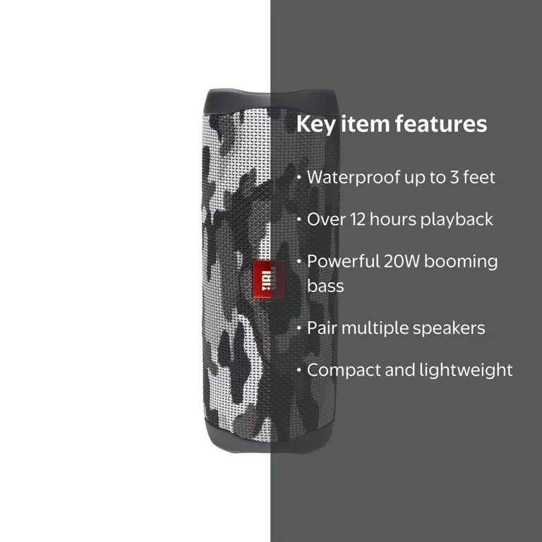 JBL Waterproof Wireless Bluetooth Portable Speaker Black Camo with