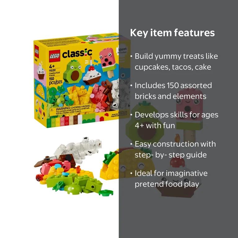 LEGO Creative Food Friends Building Toy Set for Kids Ages 4+ with