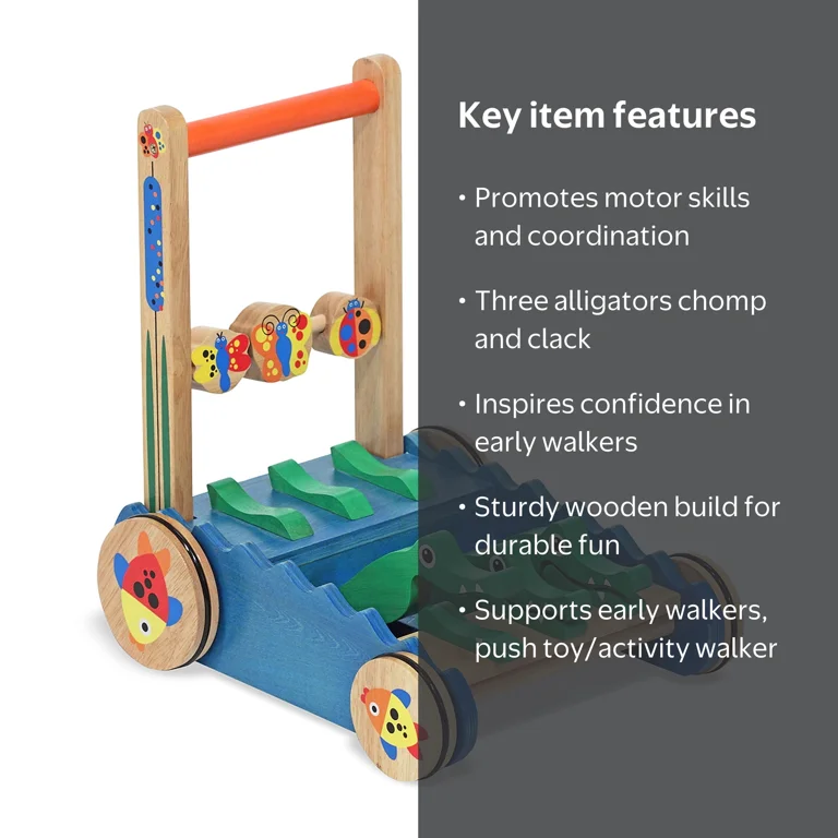 Melissa & Doug Deluxe Chomp and Clack Alligator Wooden Push Toy