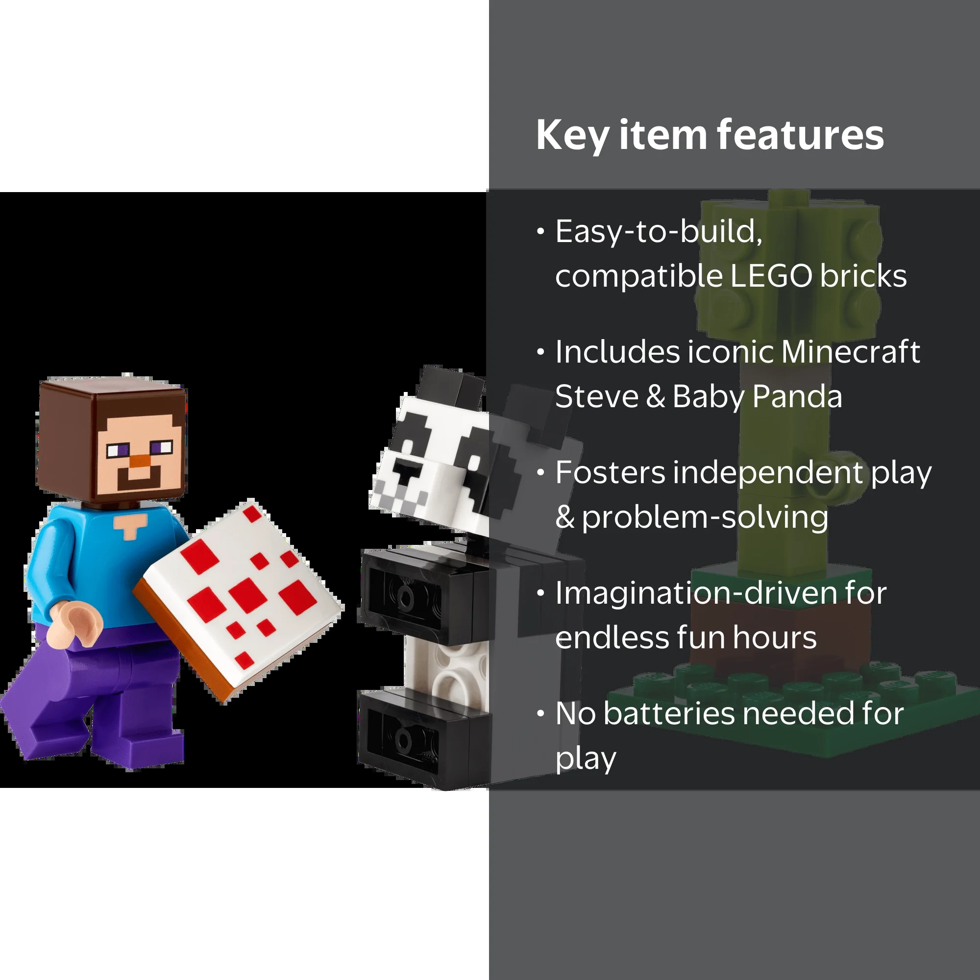 LEGO Minecraft Steve and Baby Panda Animal Set 30672 - Walmart.com