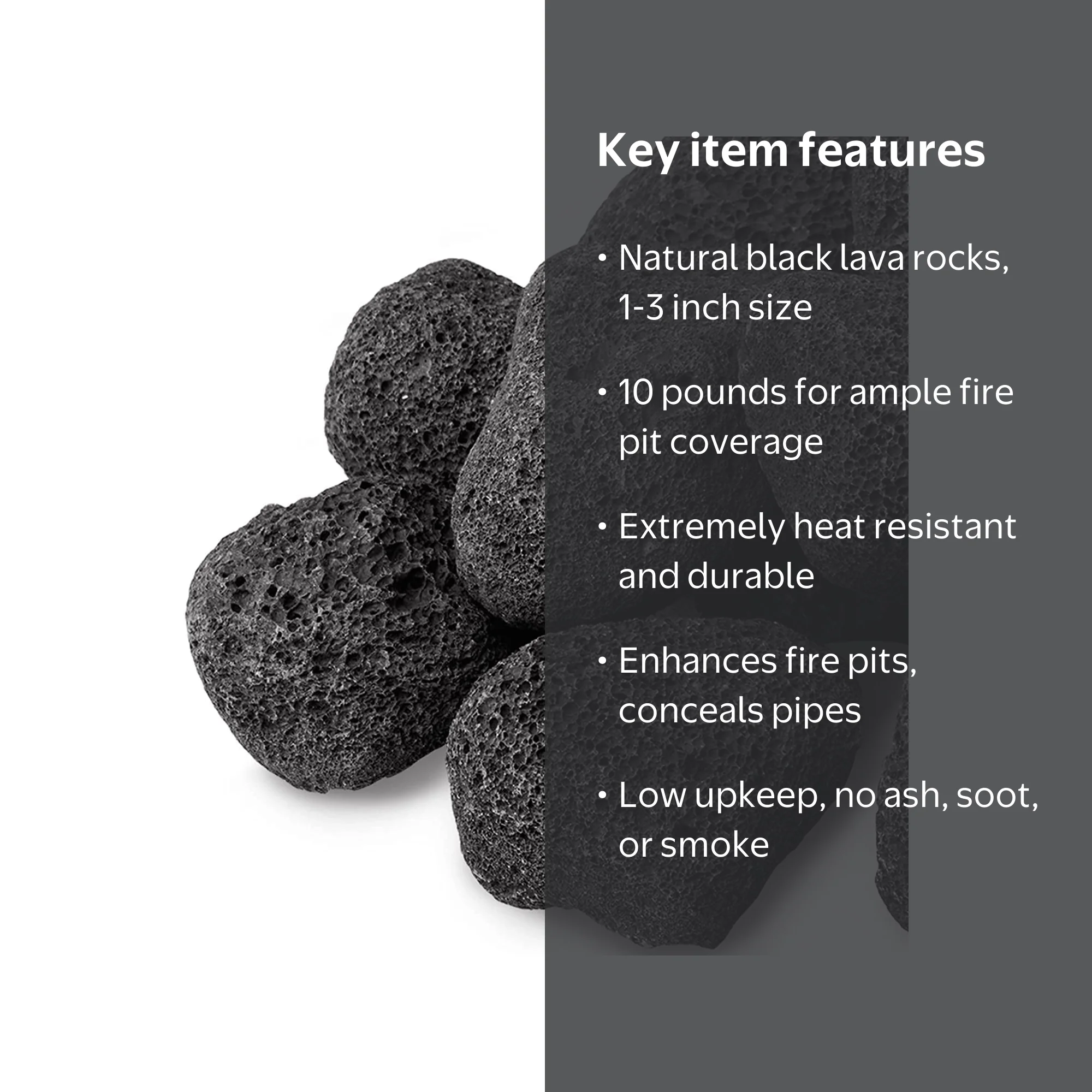 Gaspro, 10 Pound Lava Rocks, 1-3 Inch Large Lava Rock, Black