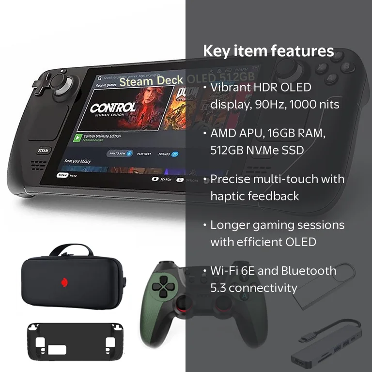 Valve Steam Deck OLED Handheld Gaming Console, 512GB 7.4