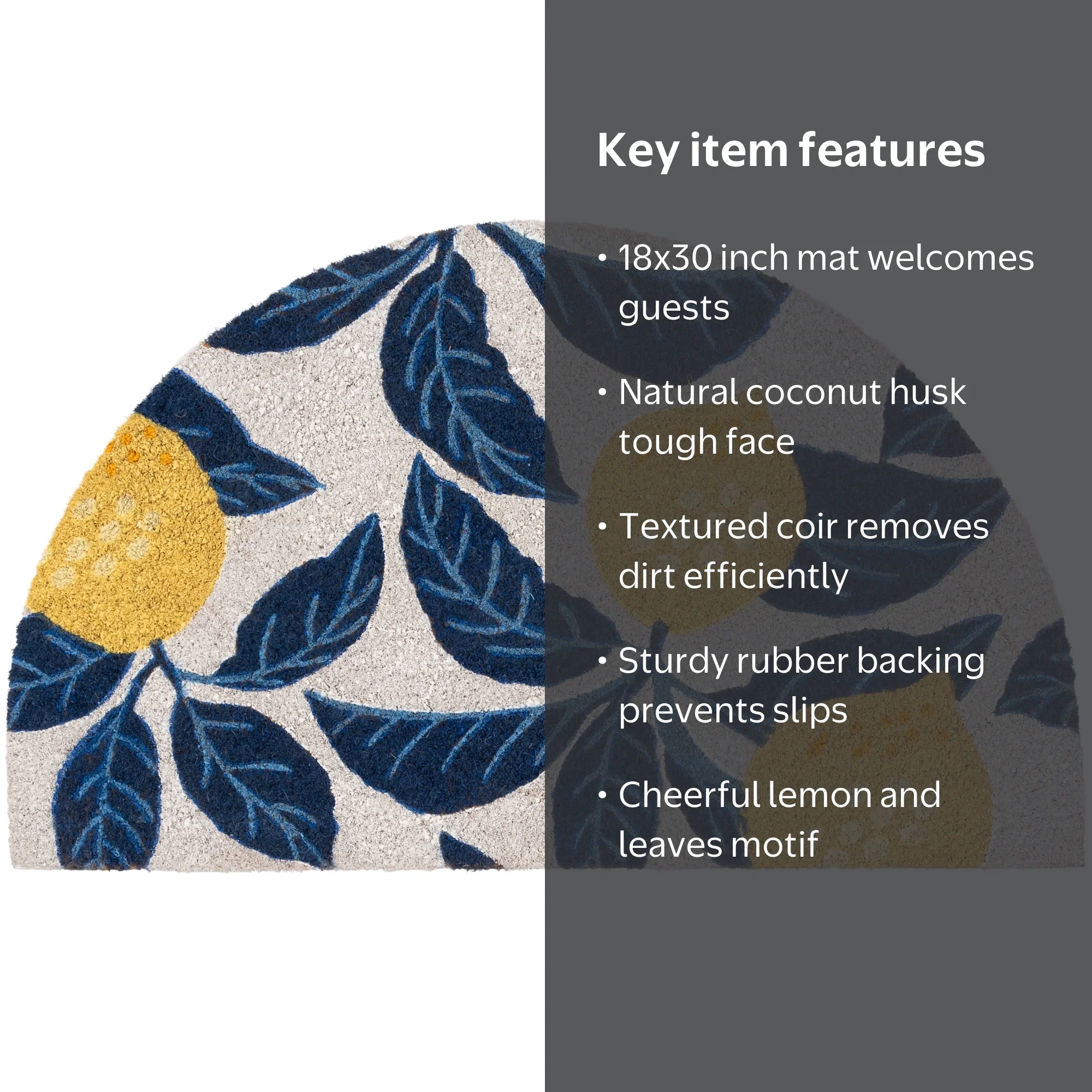 Mainstays by Becky G. & Alejandra Coir Outdoor Mat, Lemon & Blue