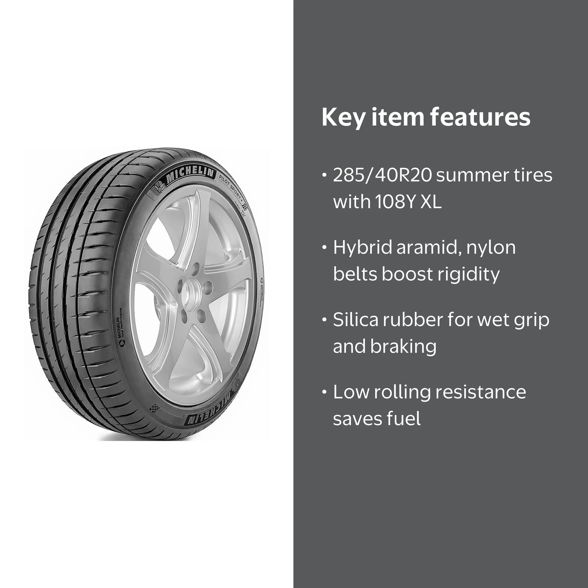 Michelin Pilot Sport 4 Summer 285/40R20 108Y XL Passenger Tire