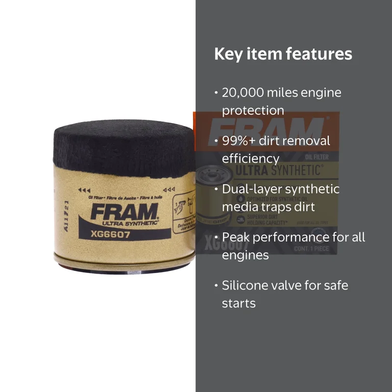 FRAM, Ultra Synthetic Oil Filter, XG6607, 20K mile replacement