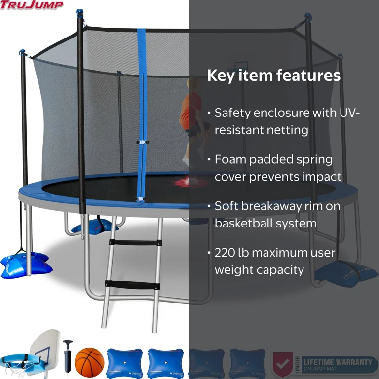 Sportspower TruJump 15FT Trampoline, with Water Anchors, Airdunk