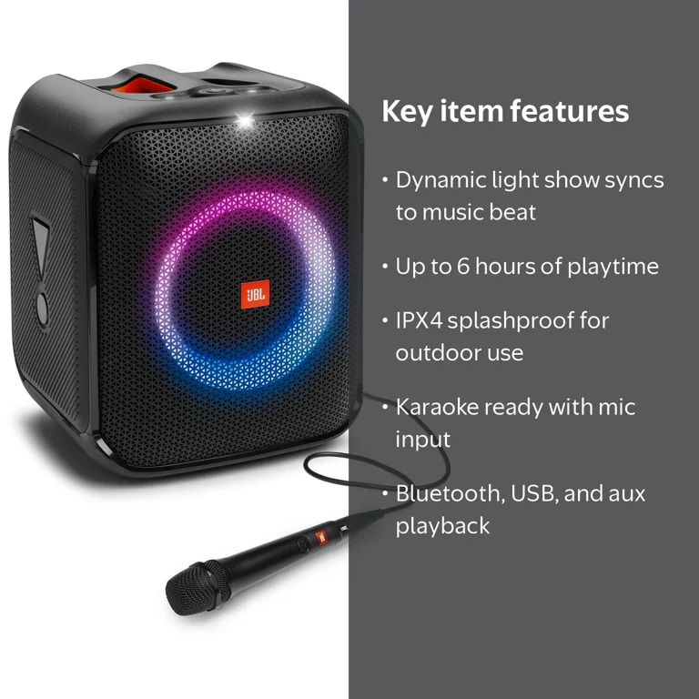JBL PartyBox Encore Essential Bluetooth Speaker, Karaoke Mic Kit
