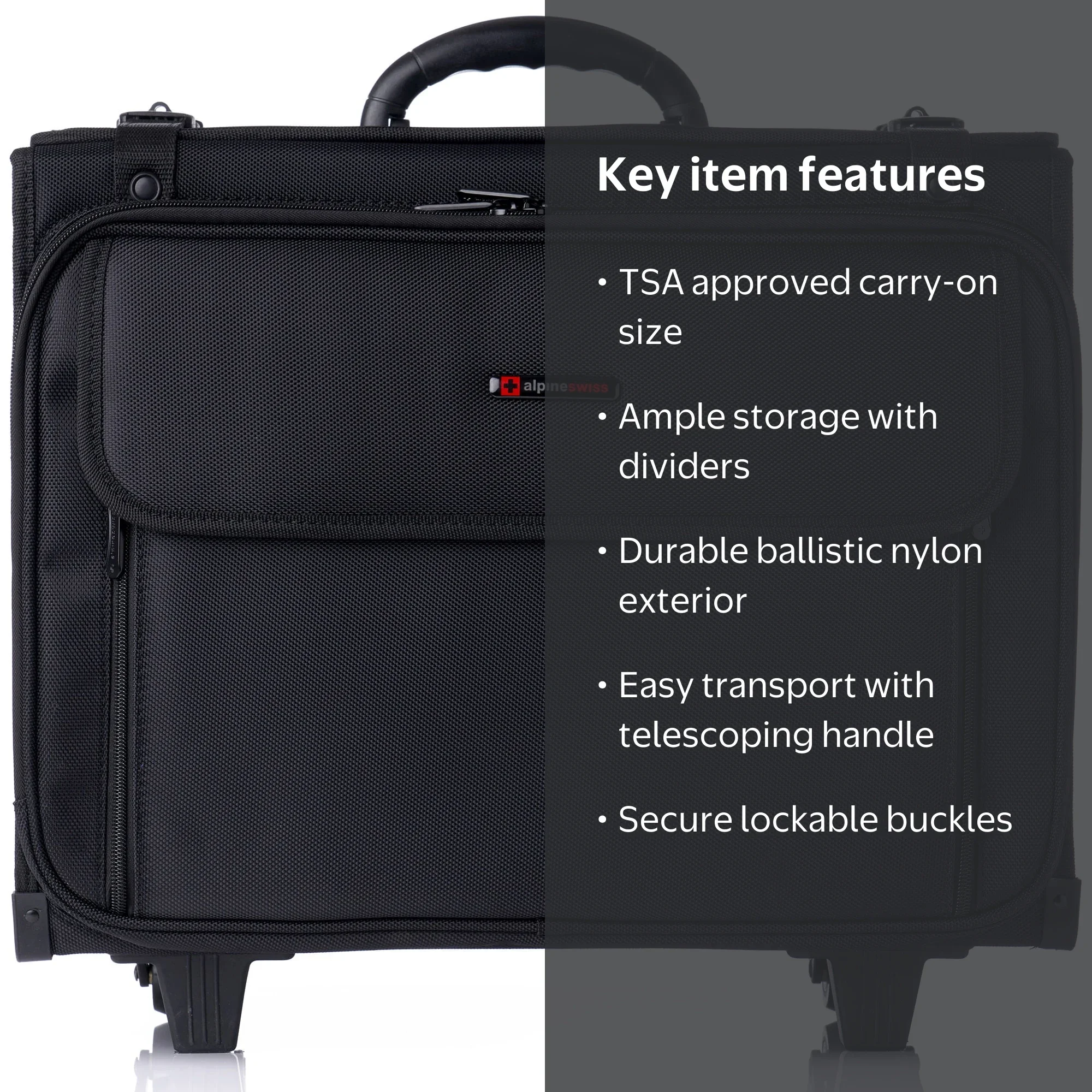 Alpine Swiss Rolling Briefcase Laptop Bag For Men Women Hard  display picture 1