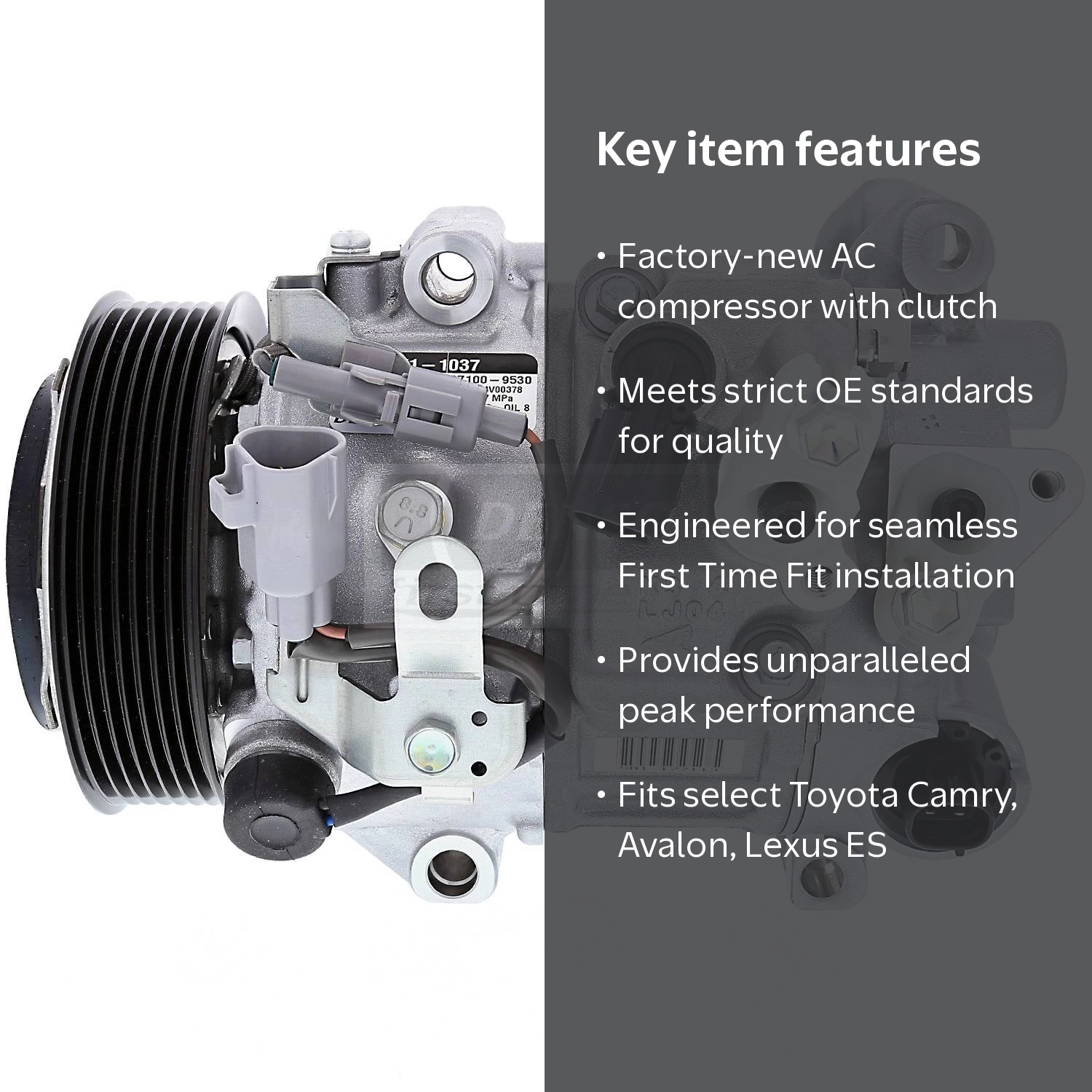Denso 471-1037 New AC Compressor with Clutch, 1 Pack Fits select