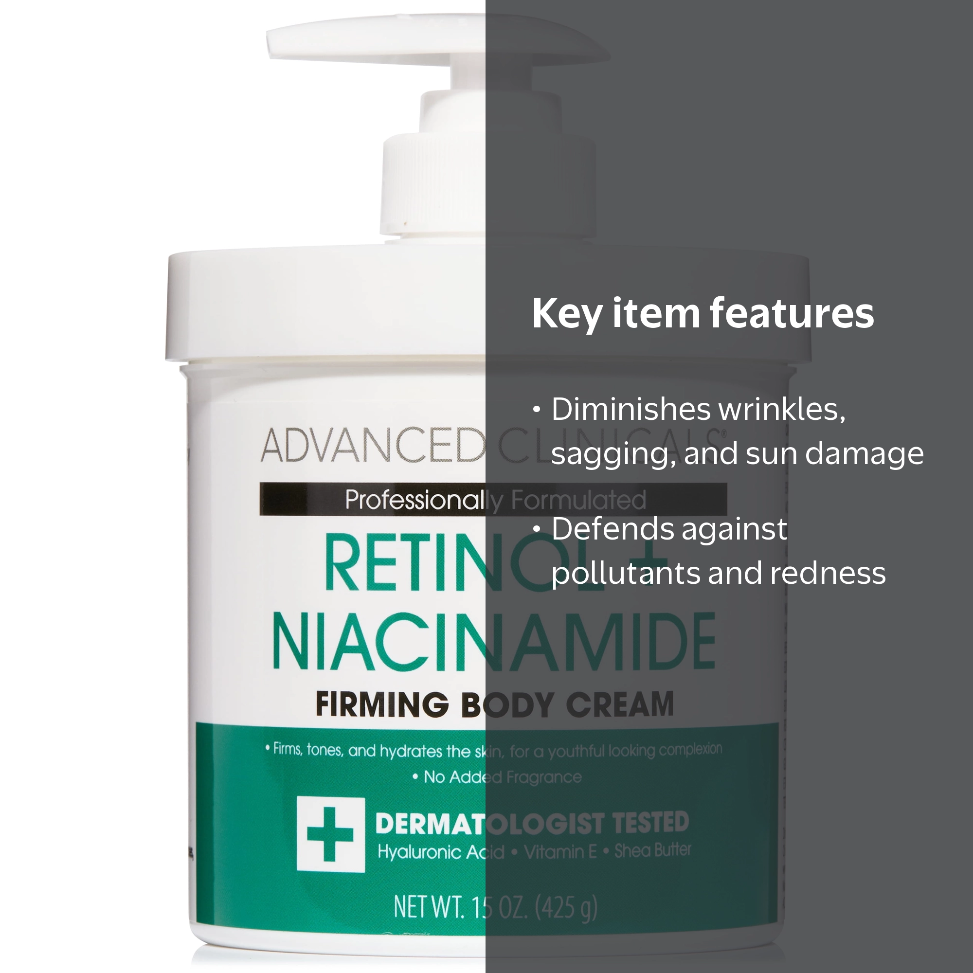 ADVANCED CLINICALS Retinol Niacinamide Cream, Anti-Aging Face Body