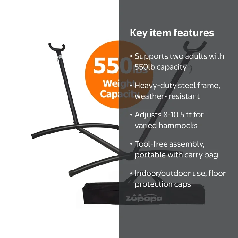 Usako✿*:・ ゜ Zupapa Metal Hammock Stand, Adjustable Hooks, Fits Hammocks 8 to