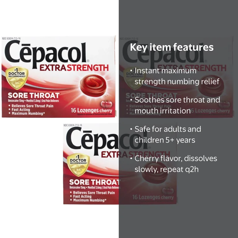 Cepacol Maximum Strength Throat Lozenges, Cherry Flavor, 16 ct