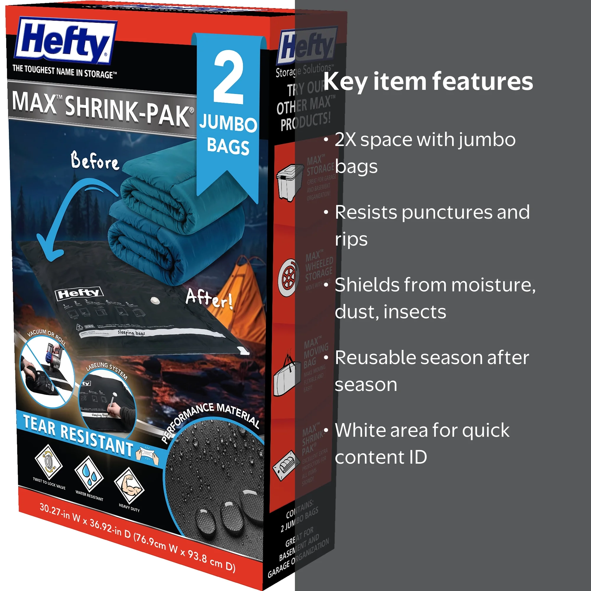 Hefty Max Shrink-Pak 2 Jumbo Vacuum Compression Bags, Closet