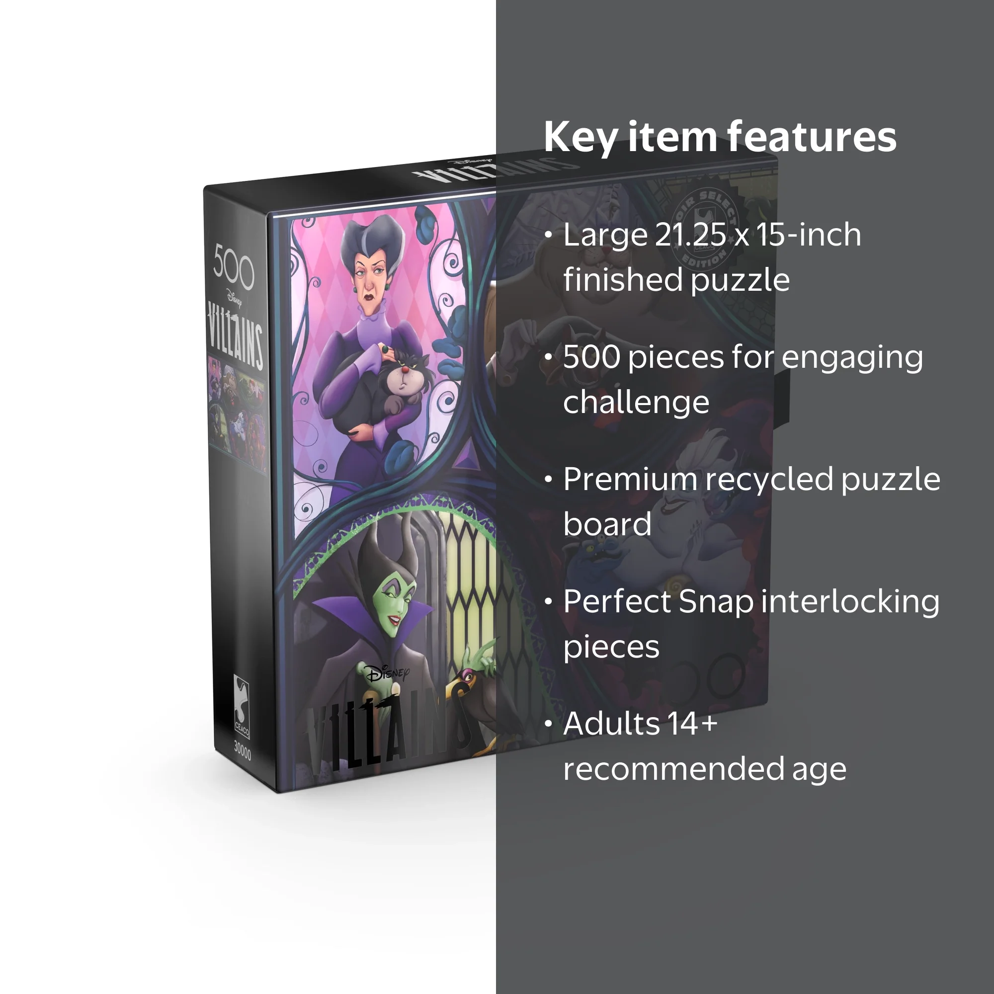 Ceaco Noir Select Disney Villains Pets 500-Piece Interlocking