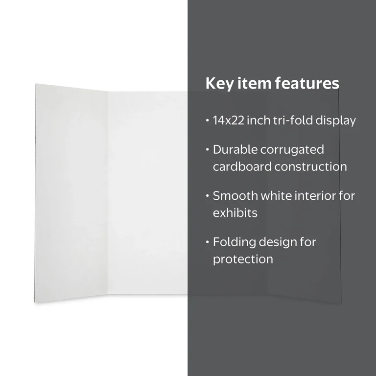 Pen+Gear White Tri-Fold Corrugated Project Board, 14