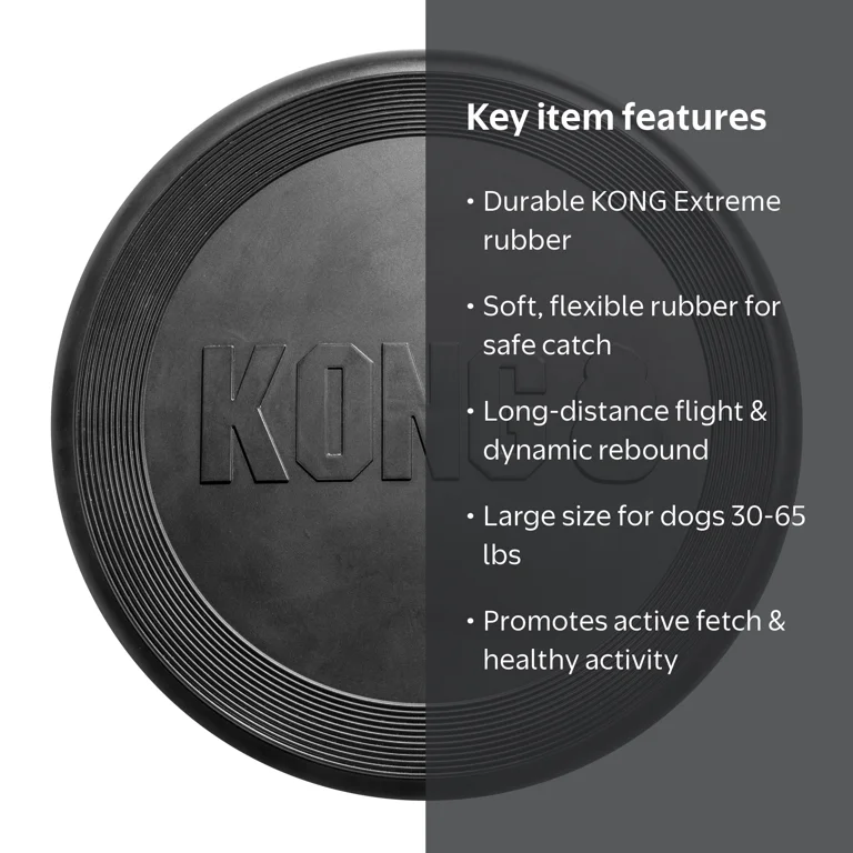 KONG, Extreme Flyer Disc, Power Chewers, Large, Black, 100% Rubber