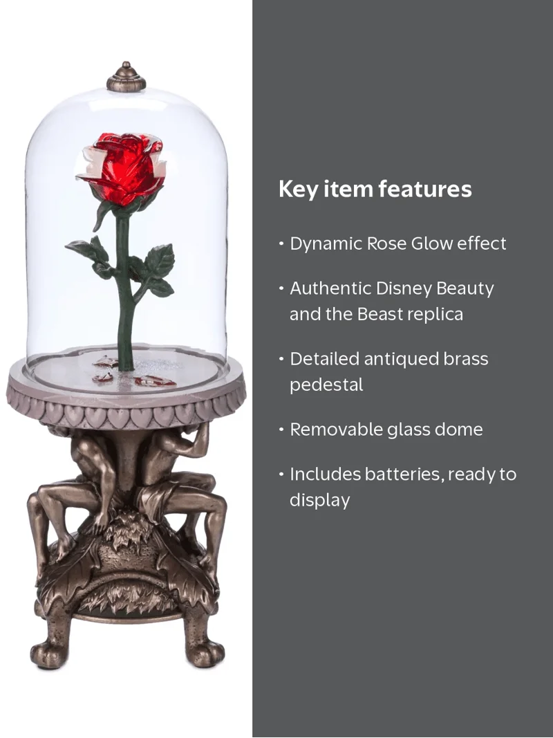 Disney Beauty and the Beast Light Up Enchanted Rose Replica New