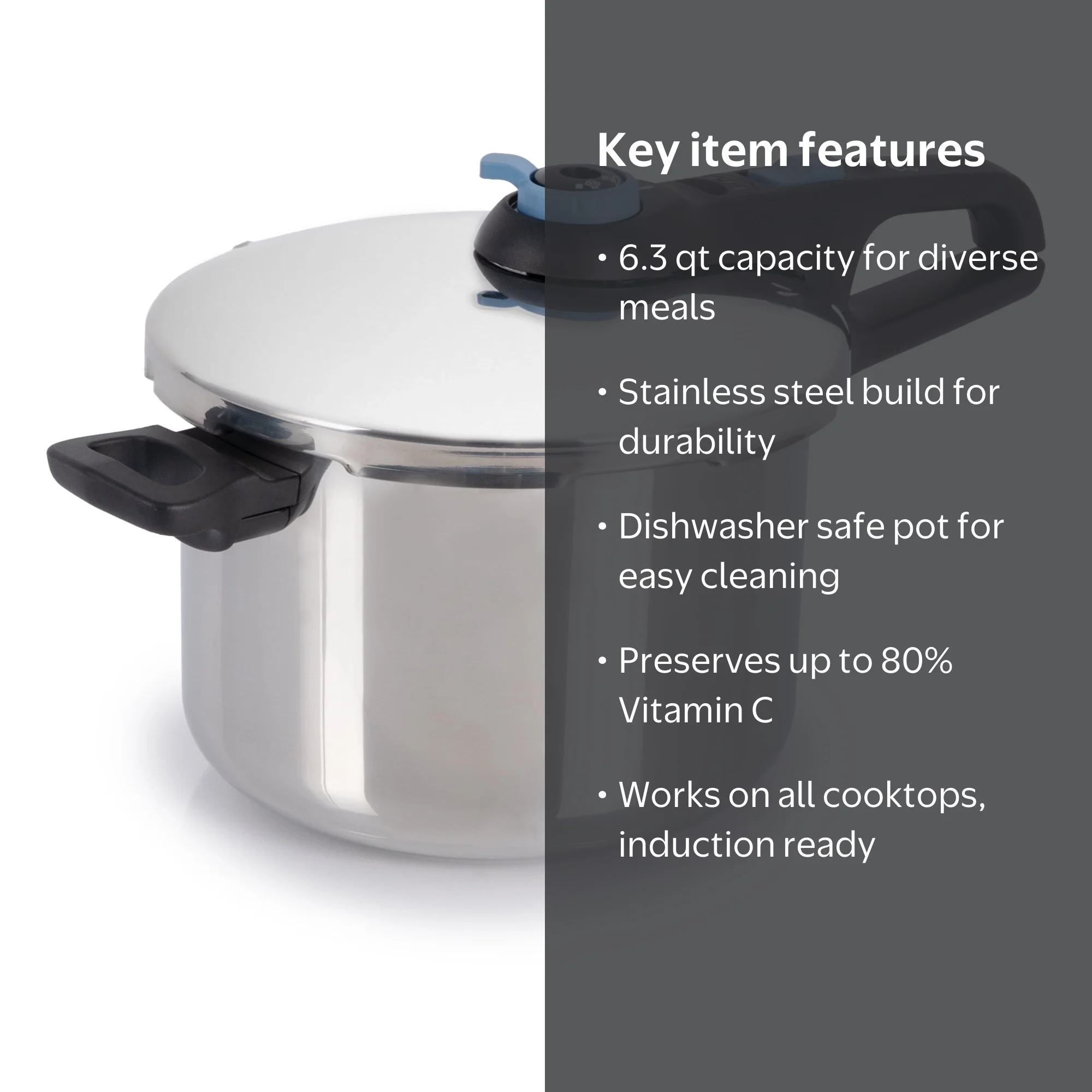 T-fal Secure Trendy 6.3 Quart Stainless Steel Pressure Cooker