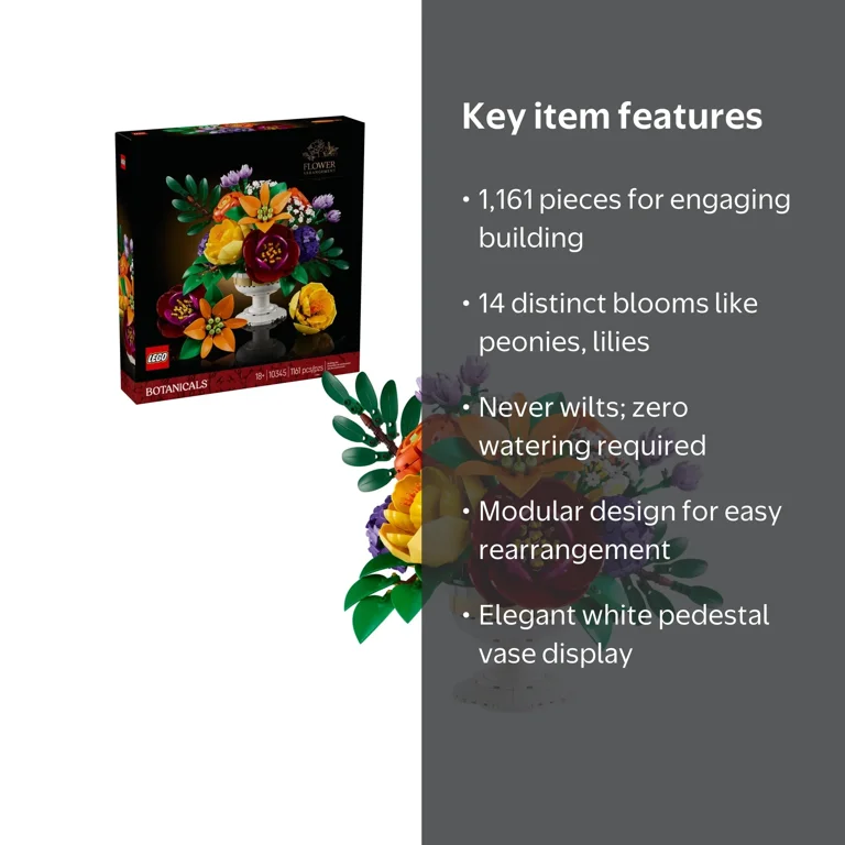 LEGO Botanicals Flower Arrangement Artificial Flowers Building Set