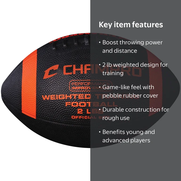 Champro, Weighted Rubber Football, Official Size, Black - Walmart.com