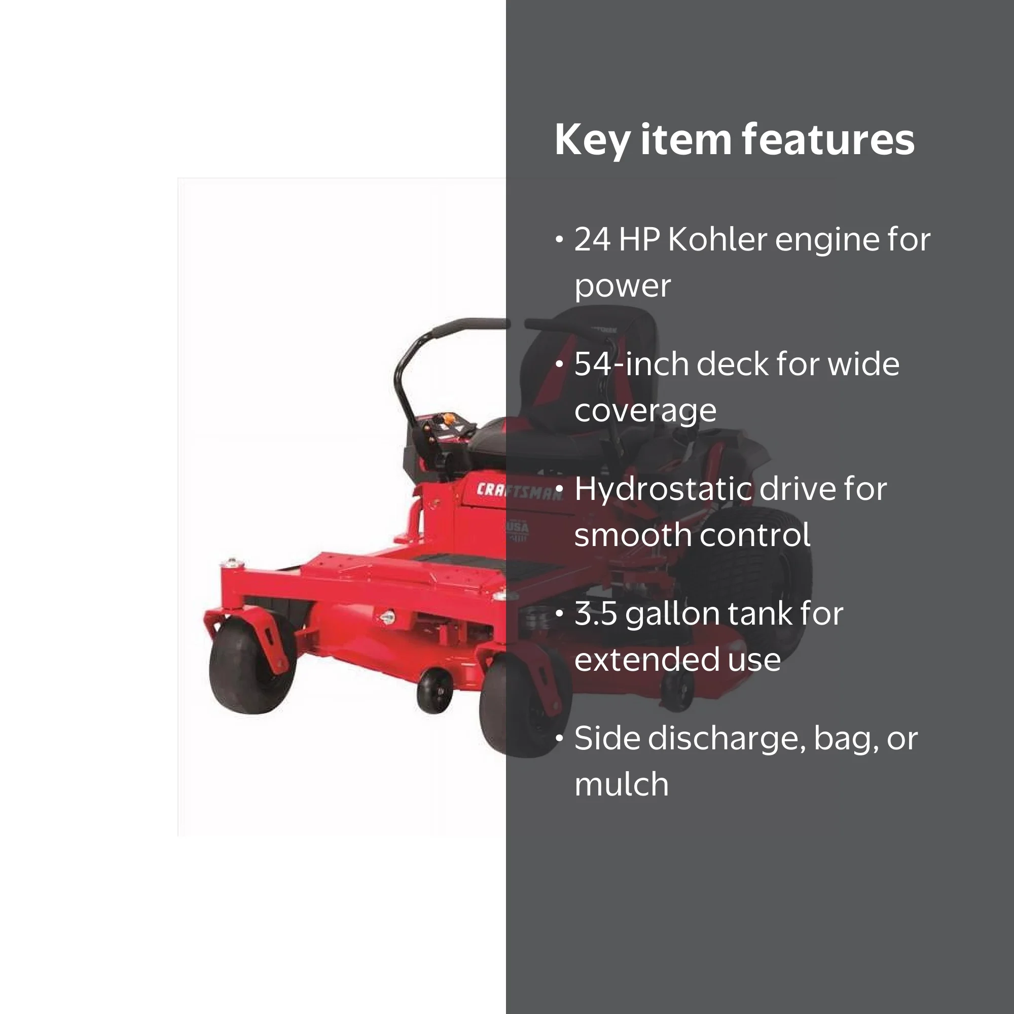 Craftsman 54-in 24HP Hydrostatic Gas Zero Turn Riding Lawn & Grass