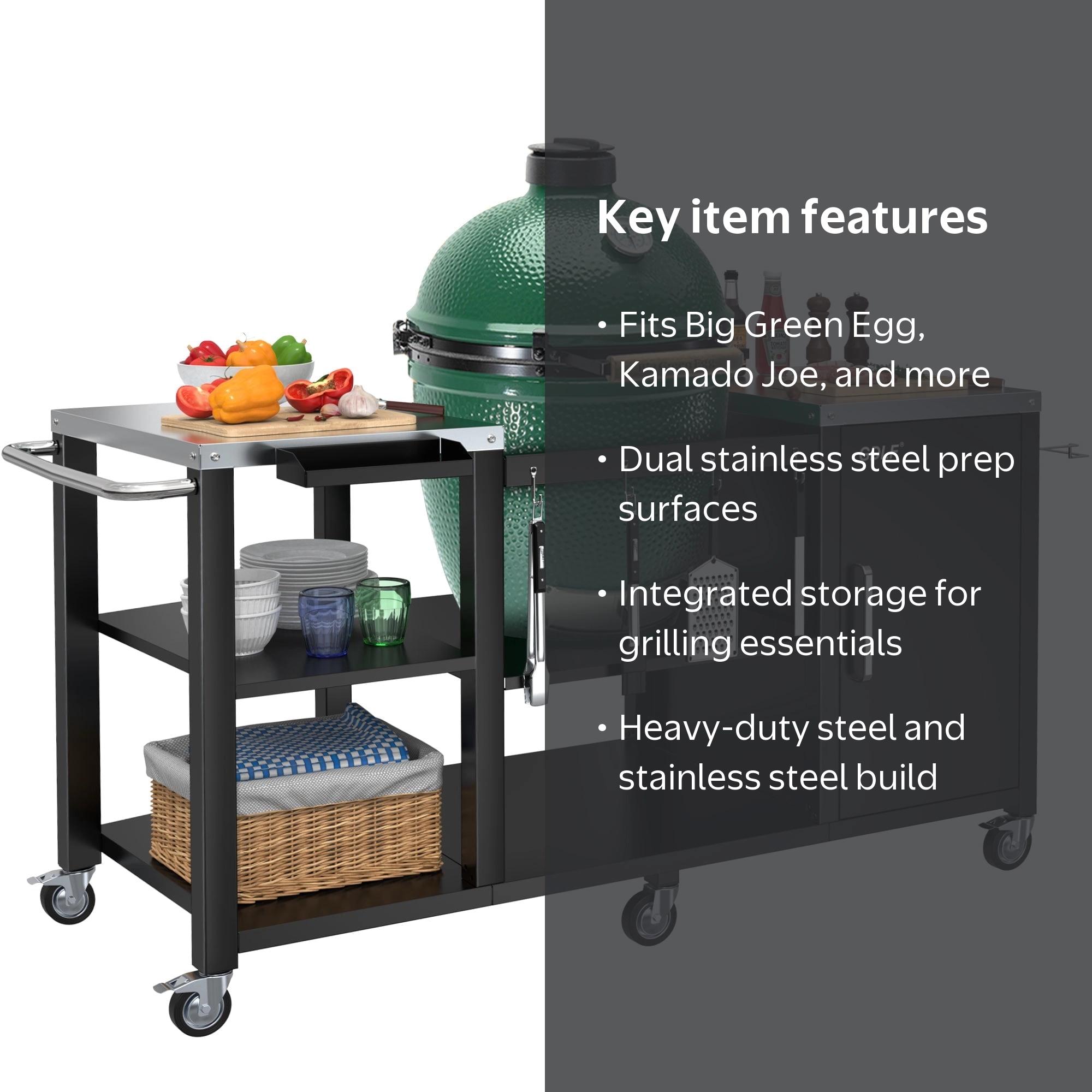 GDLF Table for Big Green Egg Grill Heavy Duty Metal Stand with