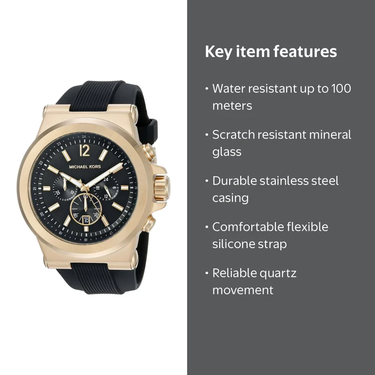 Michael Kors Men's Dylan Chronograph Watch, Black Rubber, MK8184