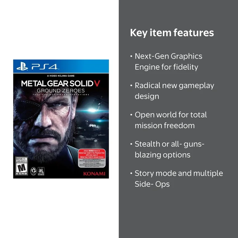 Konami, Metal Gear Solid V Ground Zeroes, for PlayStation 4