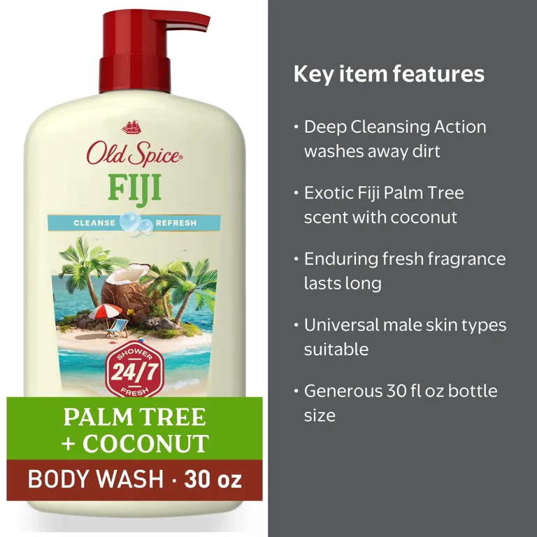 Old Spice Fiji Body Wash for Men 30 fl oz with Coconut and