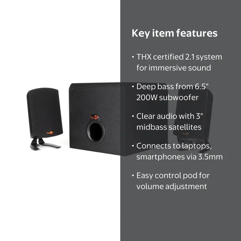 Klipsch Pro Media 2.1 THX Desktop Gaming Speakers with 3