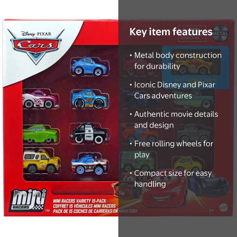 Disney Pixar Cars Mini Racers 15 マテル社製 Mattel, Disney Pixar Cars Die Cast Metal Mini Racers, 15-Pack