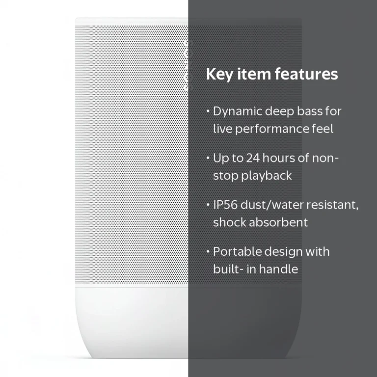 Sonos Move 2 Portable Bluetooth Smart Speaker, 24 Hours Playback