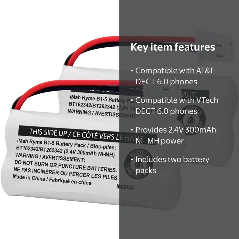 2.4V 300mAh Ni-MH Cordless Phone Battery Pack, Compatible with